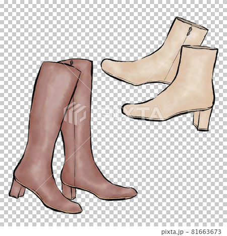 水彩風格時尚靴子插畫 81663673
