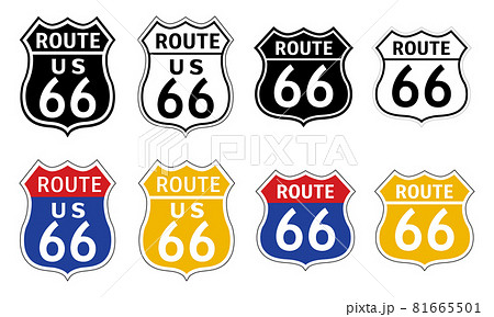 ROUTE66 黒 US. 本物の形 道路標識