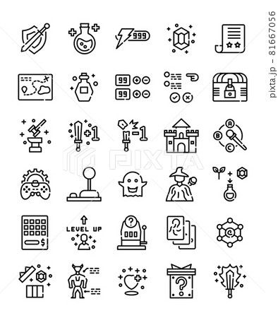 set of simple line rpg game items 81667056