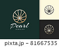 Luxury pearl logo in abstract and circle shape represent jewelry or beauty 81667535