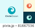 Sea or ocean logo in simple circle shape represent beach or surfing 81667536