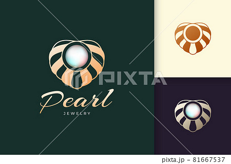Luxury and elegant pearl with clam logo represent jewelry or gem fit for beauty and fashion brand 81667537