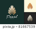 Luxury pearl or clam logo represent jewelry or gem fit for beauty care or cosmetic brand 81667539