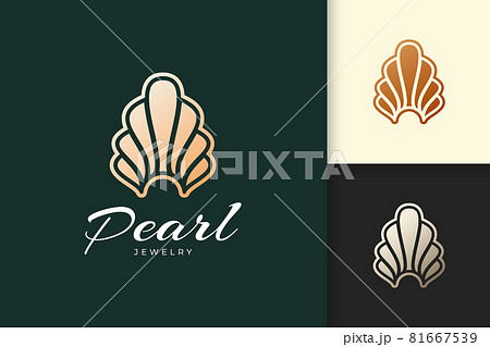 Luxury pearl or clam logo represent jewelry or gem fit for beauty care or cosmetic brand 81667539