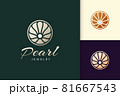 Luxury pearl logo in abstract and circle shape represent jewelry or beauty 81667543