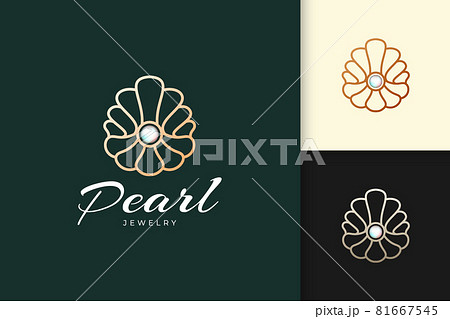 Luxury and high end pearl logo in shell shape represent jewel or classy 81667545