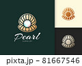 Luxury shell or clam logo with pearl gem for jewelry or beauty brand 81667546