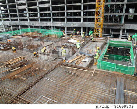MALACCA, MALAYSIA -JUNE 13, 2016: Construction site in progress at Malacca, Malaysia during daytime. Daily activity is ongoing.  81669508
