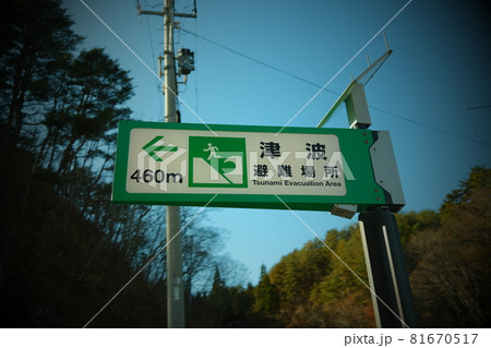 津波避難経路の看板 津波避難経路の看板 81670517