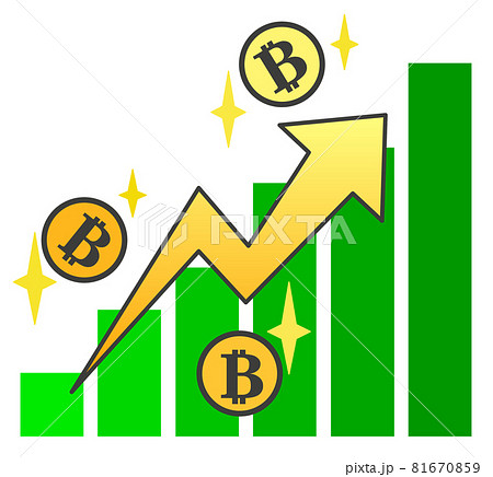 ビットコイン相場が上がって利益が出るグラフ 81670859