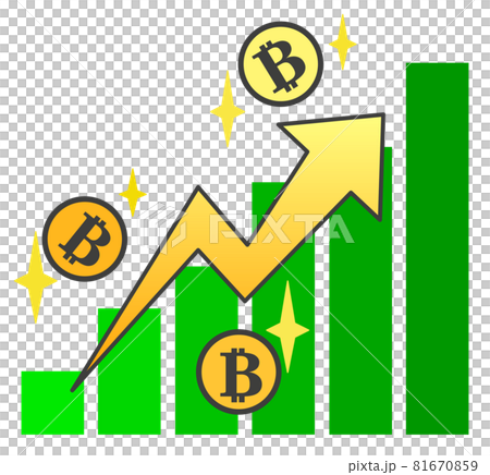 ビットコイン相場が上がって利益が出るグラフ 81670859