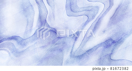 アルコールインクアートの抽象背景 青紫のラメのマーブル模様 曲線 キラキラ おしゃれ 抽象的 バナーのイラスト素材