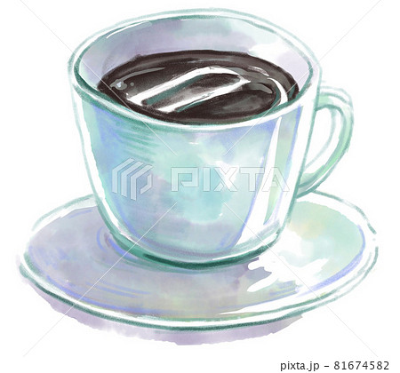 コーヒーの注がれたカップの水彩イラストのイラスト素材