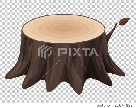 切り株のイラスト_冬_枯木_葉っぱのイラスト素材 [81674858] - PIXTA