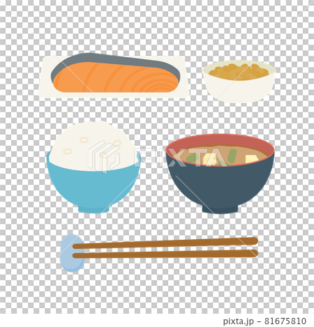 シンプルでかわいい和の朝ごはんのイラスト 81675810