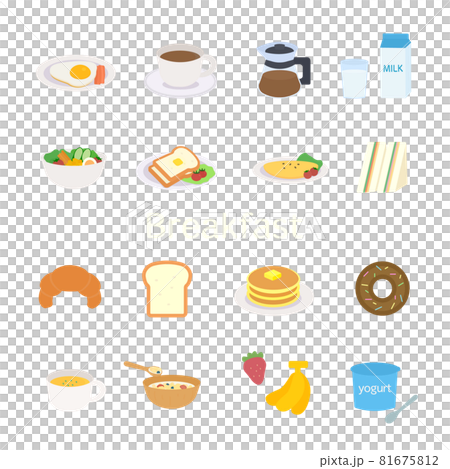 シンプルでかわいい朝ごはんのイラストセット 81675812