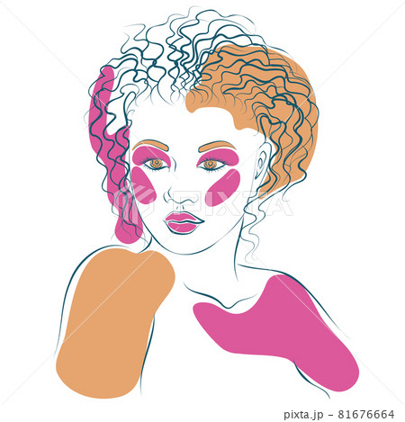 Lineart woman portrait abstract shapes 81676664