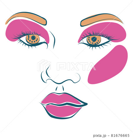 Lineart woman portrait abstract shapes 81676665