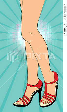 Legs in red sandals pop art 81676667