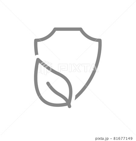 Protective shield with leaf line icon. Safe nature, protection of nature Protective shield with leaf line icon. Safe nature, protection of nature 81677149