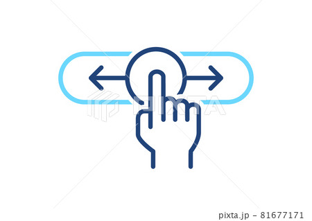 Swipe gesture in right and left sides. On, off toggle slider blue line icon. Lock and unlock control symbol 81677171