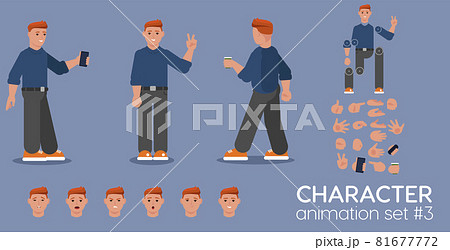 Young redheaded man character animation set. Young redheaded man character animation set. 81677772