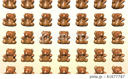 Animated background of festive chocolate bears. 3D rendering 81677787
