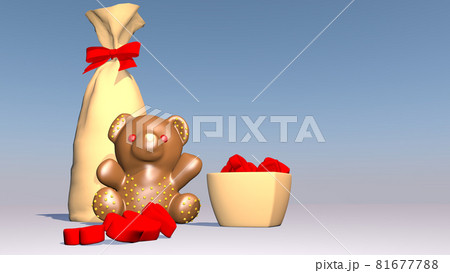 Festive chocolate bear and sweets. 3D rendering 81677788