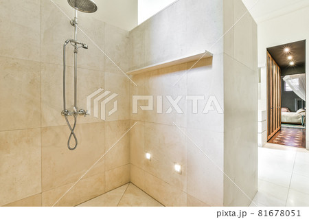 Modern shower stall in a bright bathroom 81678051