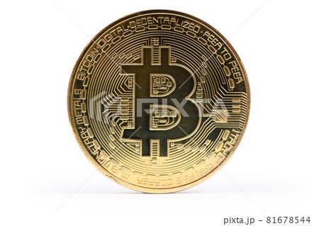 Golden bitcoin isolated on white background. 81678544