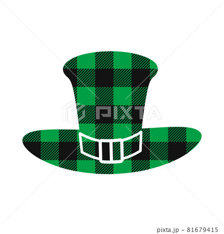 St. Patrick s Day green hat made of green buffalo pattern. Saint Patricks Day symbol. Vector template for St. Patrick s Day banner, poster, greeting card, flyer, sticker, postcard 81679415