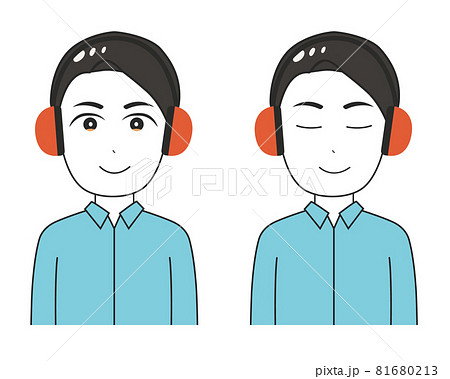 ヘッドホン 男性のイラスト素材