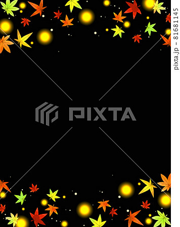 紅葉のイラスト背景 黒背景のイラスト素材
