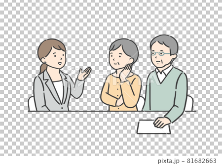 Middle-aged couple consulting at the counter 81682663