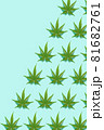 Green hemp leaves pattern on blue background. 3d render texture.  81682761