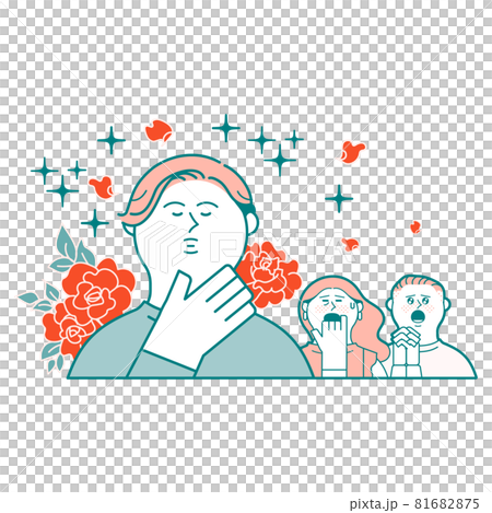 花を背負っている男性と悶える人々 花を背負っている男性と悶える人々 81682875