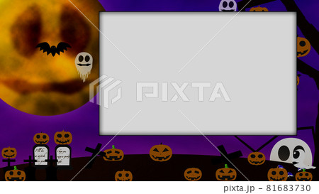 ハロウィン風かぼちゃと幽霊と満月 81683730