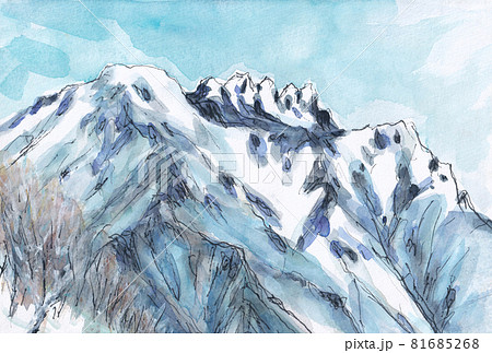 八海山八ツ峰【積雪】1月登山のイラスト素材 [81685268] - PIXTA