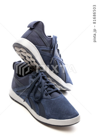 Blue sports men's sneakers on a white background Blue sports men's sneakers on a white background 81686503