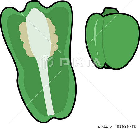 ピーマン イラスト 野菜 かわいい ポップ 緑のイラスト素材