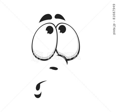 Cartoon face vector icon, curious emoji look up Cartoon face vector icon, curious emoji look up 81687949