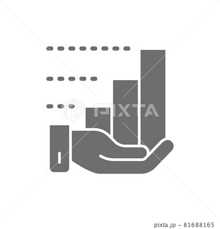Vector hand with growth chart grey icon. Vector hand with growth chart grey icon. 81688165