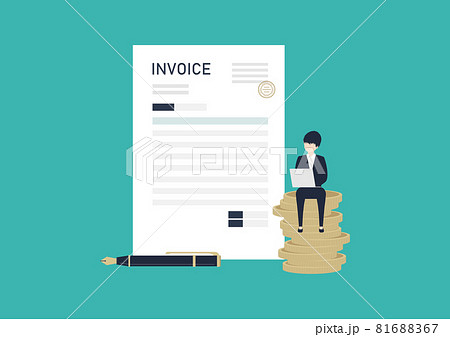 請求書 インボイス 確定申告のイラスト素材のイラスト素材
