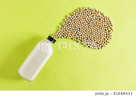soy milk on green background soy milk on green background 81688433