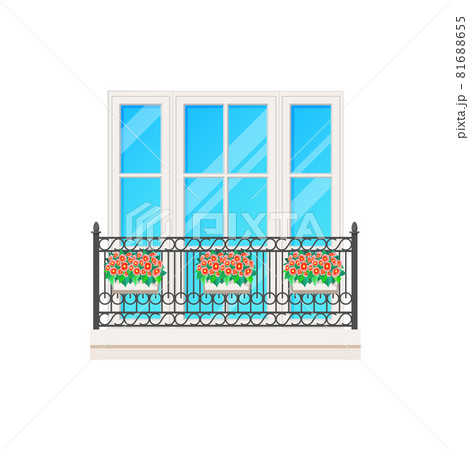 Balcony window, fence railing, building banister 81688655