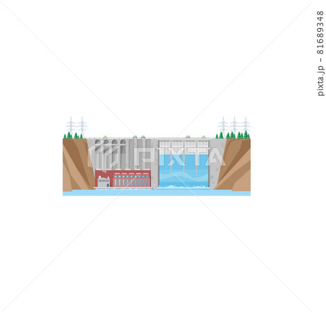 Hydroelectric power plant, water energy station 81689348