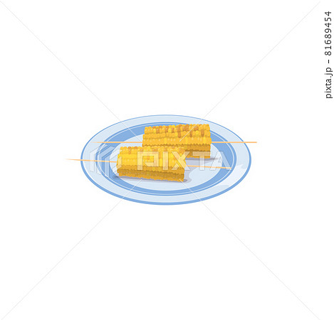 BBQ baked or grilled corn cobs on stick isolated 81689454