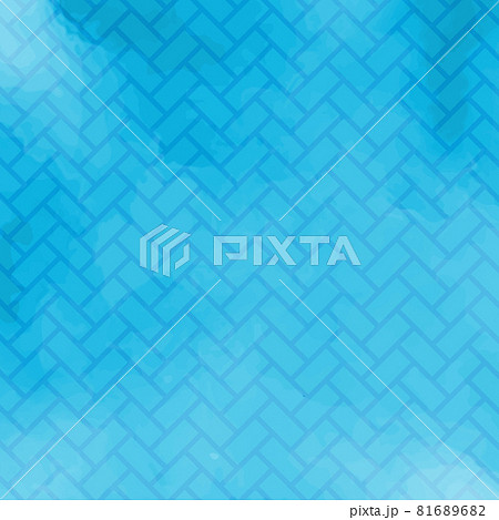 檜垣文様(模様)和柄 青色 水彩 檜垣文様(模様)和柄 青色 水彩 81689682