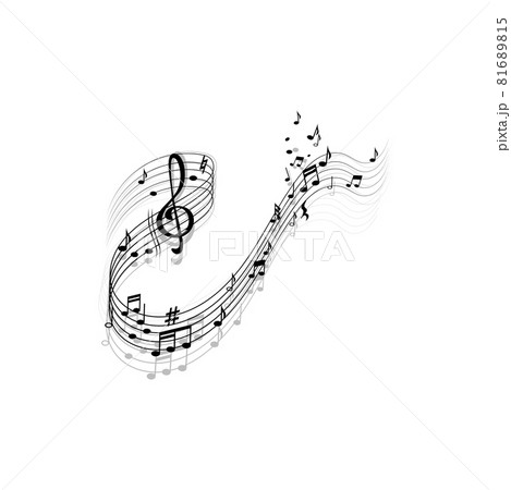 Music treble clef note with shadow isolated melody Music treble clef note with shadow isolated melody 81689815