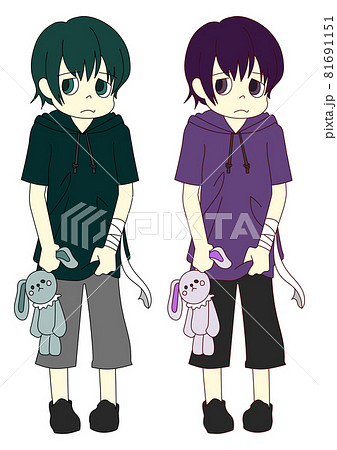 心を病んだメンヘラな男の子のベクターイラストのイラスト素材